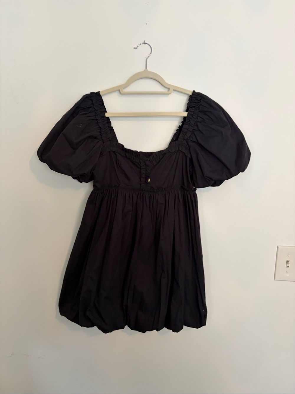 Free People Black Puff Sleeve Babydoll Dress - Picture 2 of 4